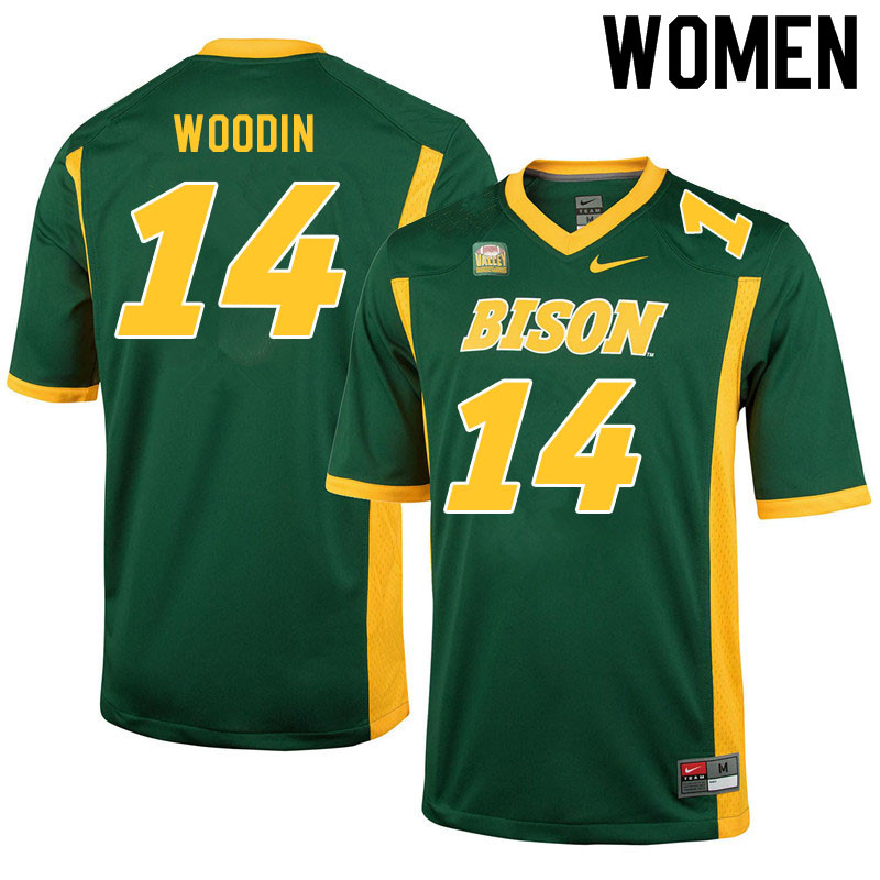 Women #14 JJ Woodin North Dakota State Bison College Football Jerseys Sale-Green